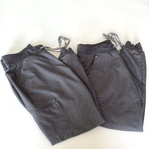 Figs Set of 2 Zamora Jogger Scrub Pants Grey #1670 6 Pockets Yoga Waist Size M